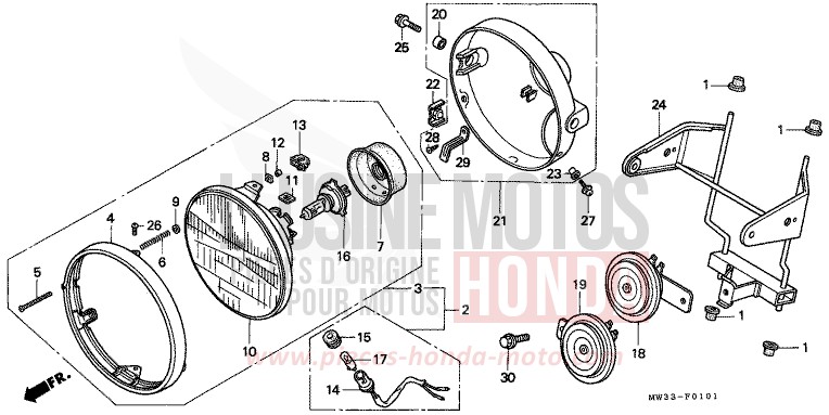 PROJECTEUR (CB750F2) de CB Seven Fifty CANDY GLORY RED-U (R101) 1992
